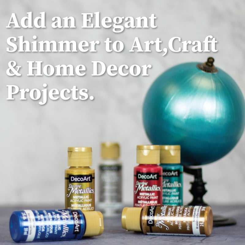 DecoArt Americana Acrylics Paint DAZZLING METALLICS, Set of 18 Popular Colors, 2 fl oz Bottle (Pack of 18) - Image 3